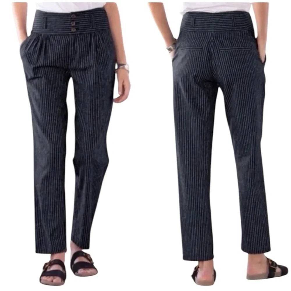 Sundance Pants Womens 4 Amelia Linen Blend Pinstripe Pleated Academia Goth - Picture 10 of 10